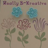Flower Stud (Daisy 2) Polymer Clay (Light Blue)