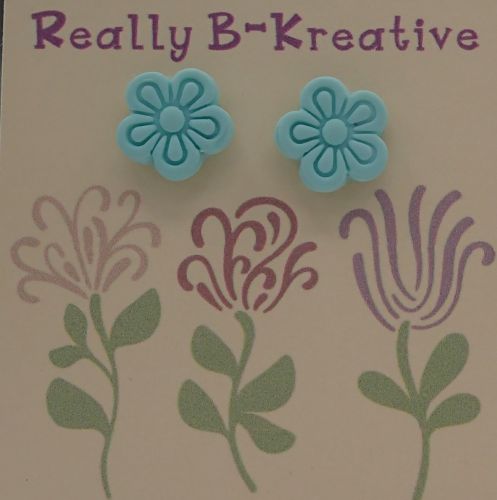 Flower Stud (Daisy 2) Polymer Clay (Light Blue)