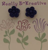 Flower Stud (Daisy 2) - Polymer Clay (navy)