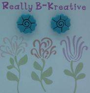 Flower Stud (Wild Rose) Polymer Clay (Teal-blue)
