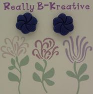 Flower Stud (Hibiscus) Polymer Clay (Dark blue)