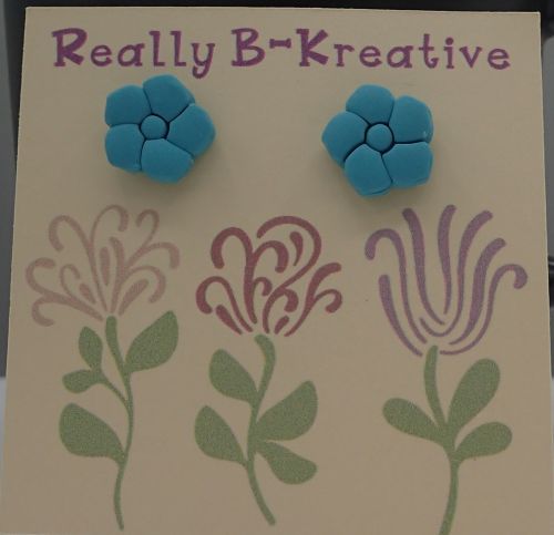 Flower Stud (Clematis) Polymer Clay (light blue)