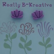 Flower Stud (Lotus) Polymer Clay (Purple)