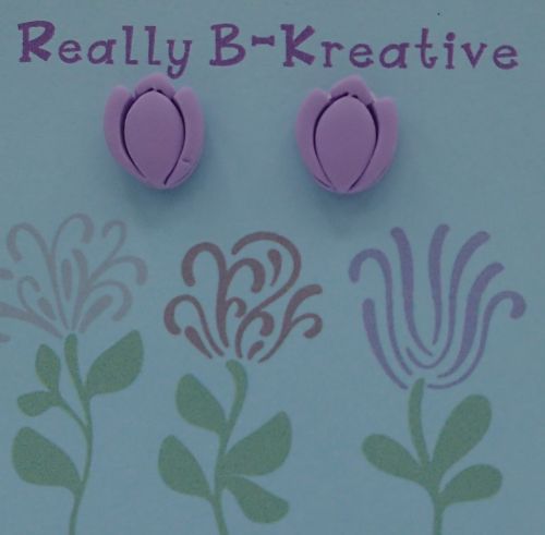 Flower Stud (Tulip) Polymer Clay (Purple)