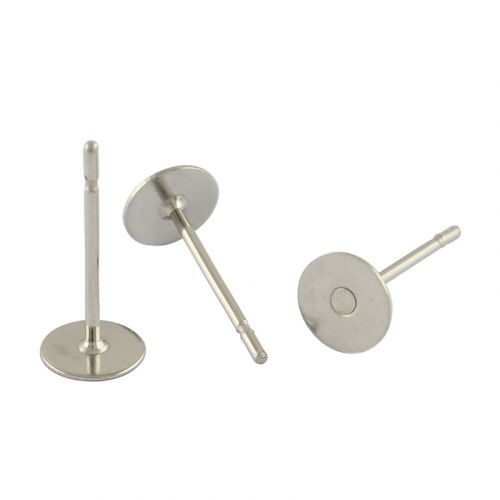 304 Stainless Steel Flat Round Blank Peg Stud Earring Findings