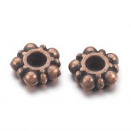 Spacer Beads - Daisy - Red Antique