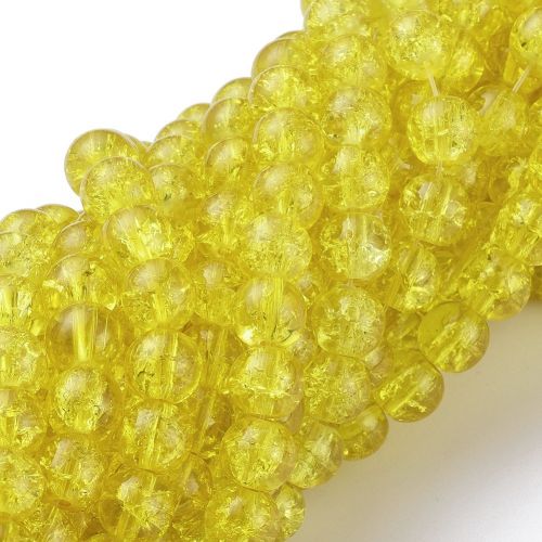 8mm Crackle Glass Bead - Yellow