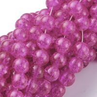 8mm Crackle Glass Bead - Fushsia