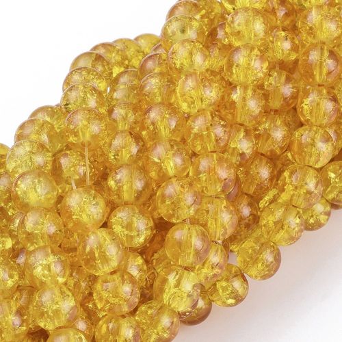 8mm Crackle Glass Bead - Gold