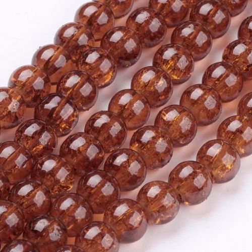 6mm Crackle Glass Bead - Saddle Brown
