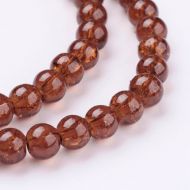 8mm Crackle Glass Bead - Saddle Brown