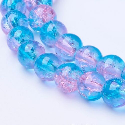 8mm Crackle Glass Bead - Dodger Blue