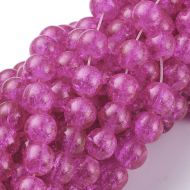 6mm Crackle Glass Bead - Fushsia