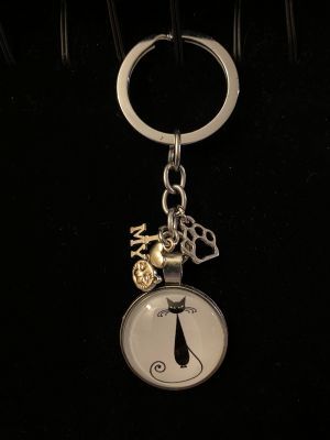 Keychain - Cat Lover Glass Cabochon - Style C
