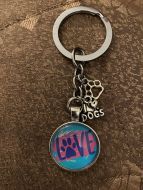 Keychain - Dog Lover Glass Cabochon - Style J
