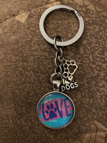 Keychain - Dog Lover Glass Cabochon - Style J