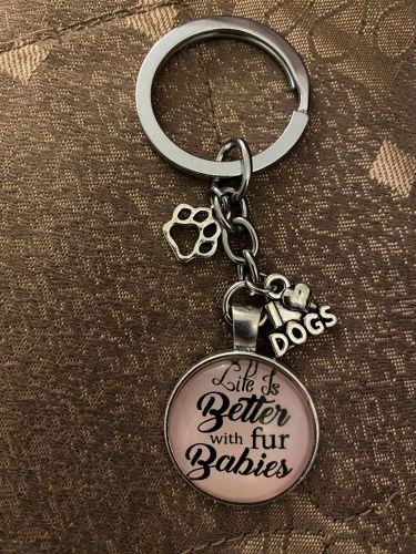 Keychain - Dog Lover Glass Cabochon - Style M