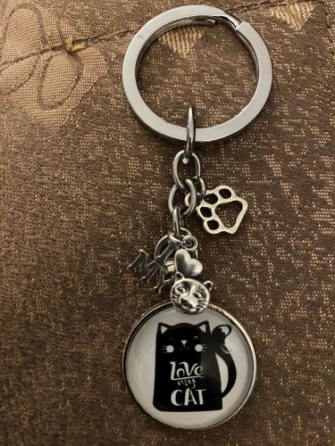 Keychain - Cat Lover Glass Cabochon - Style L