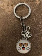 Keychain - Dog Lover Glass Cabochon - Style C