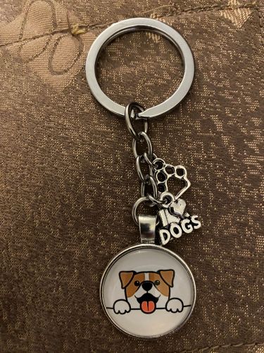 Keychain - Dog Lover Glass Cabochon - Style C