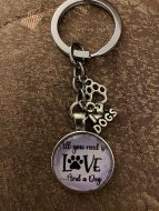 Keychain - Dog Lover Glass Cabochon - Style T